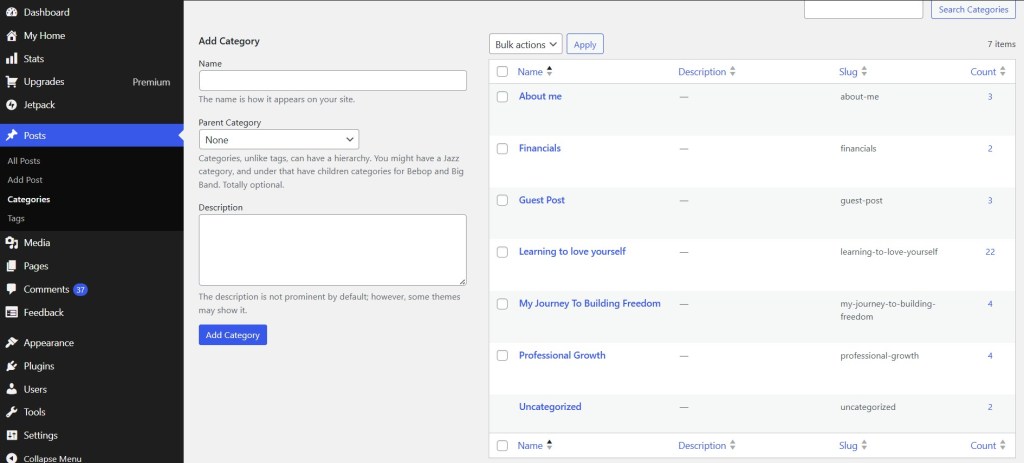 WordPress Categories